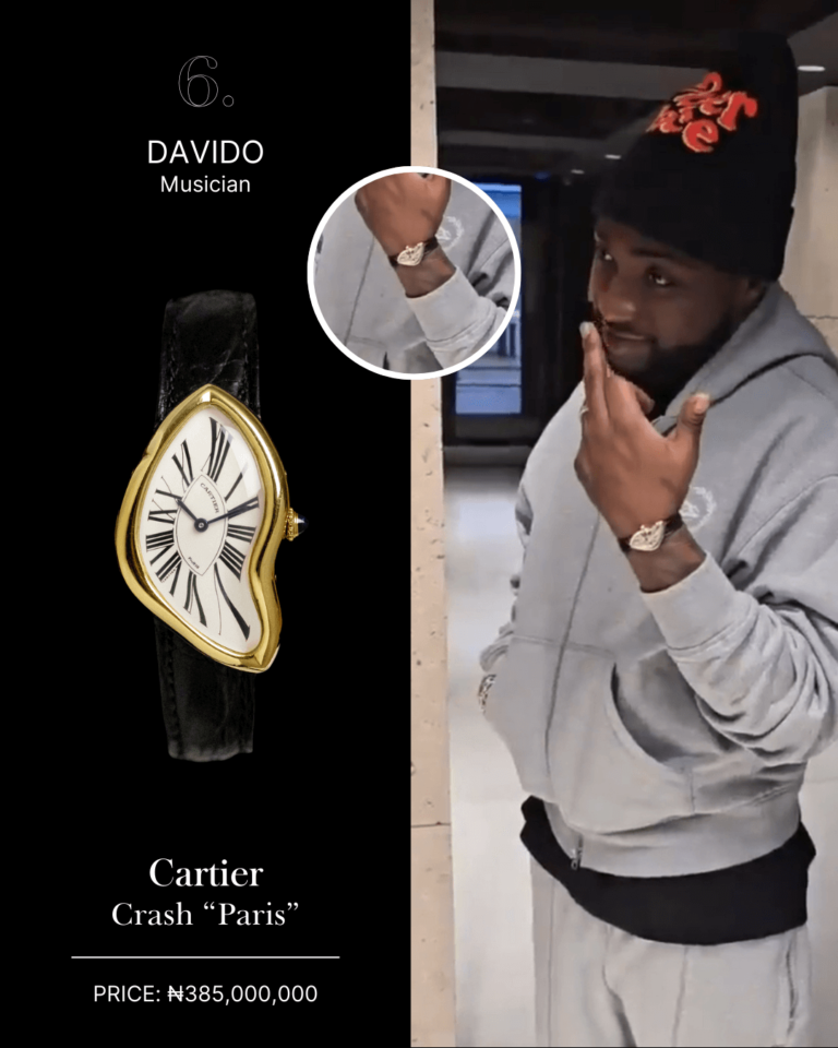 Davido wearing Cartier Crash