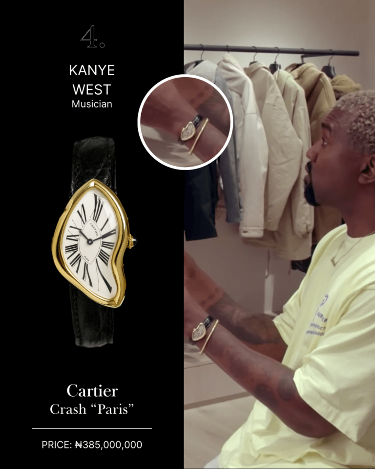 Kanye West wearing Cartier Crash