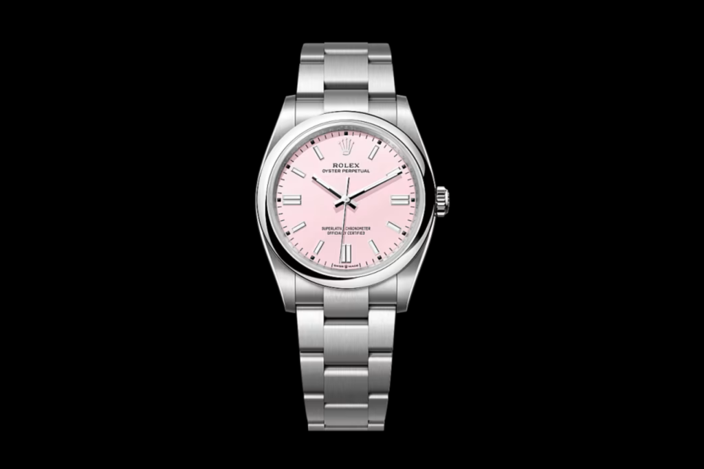 rolex oyster pink watch